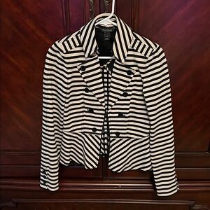White House Black Market Striped Blazer in Black and White